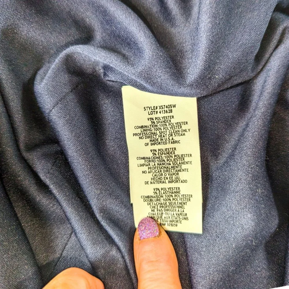 Xscape 14W Navy Blue Mother of the Bride Layered Chiffon Beaded Lined Dress - Picture 11 of 12